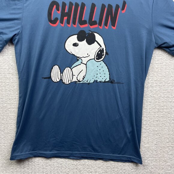 Peanuts Snoopy "Chillin" Graphic Sports Performance Gym T-Shirt Blue Men Sz M - Picture 9 of 16